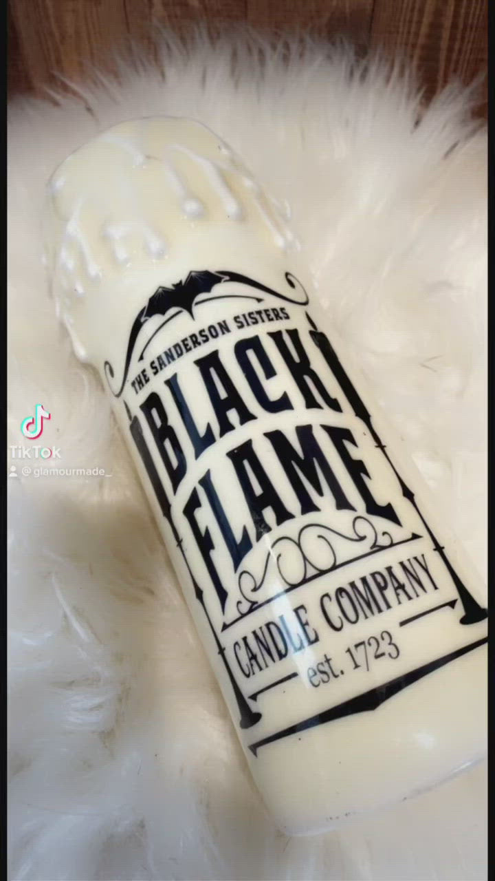 Black Flame Candle Tumbler with candle 